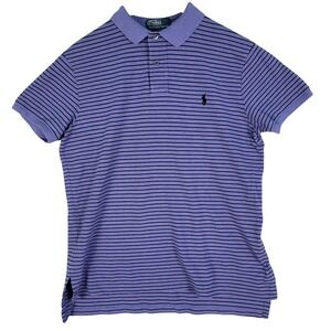 Polo Ralph Lauren Polo Shirt Men's L Purple Striped Custom Fit Pima Stretch Mesh